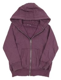 Vínová propínací mikina s výšivkou a kapucí Next