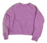 Růžovofialová crop mikina s pruhem na rukávech M&S