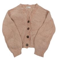Starorůžový žinylkový propínací crop svetr H&M