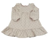 Pudrovo-bílé vzorované šaty s puntíky a volánky Matalan