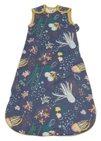 Tmavomodrý zateplený spací pytel s mořskými živočichy