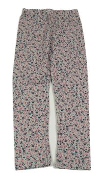 Zelenošedo-starorůžové květované legíny Topolino