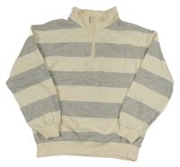 Krémovo-šedá pruhovaná mikina