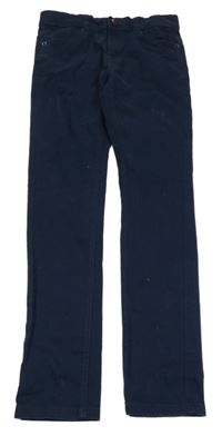 Tmavomodré plátěné skinny kalhoty