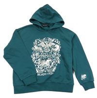 Tmavozelená mikina se zvířaty a kapucí - Harry Potter