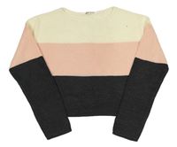 Smetanovo-růžovo-antracitový crop svetr H&M