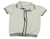 Bílé perforované pletené propínací tričko s límečkem F&F