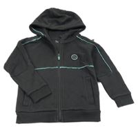 Antracitová propínací mikina s nášivkou a kapucí Nutmeg