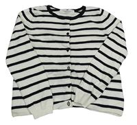 Smetanovo-černý pruhovaný propínací svetr H&M