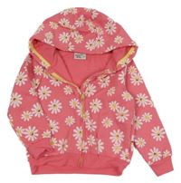 Růžová květovaná propínací mikina s kapucí Infinity Kids