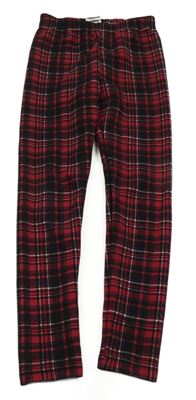 Černo-červeno-bílé kostkované legíny Shein