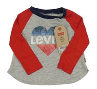 Nové - Šedo-červené triko se srdcem s logem Levi´s