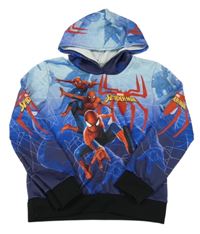Modro-tmavomodrá mikina se Spidermanem a kapucí