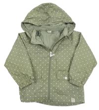 Khaki puntíkatá plátěná jarní bunda s kapucí H&M