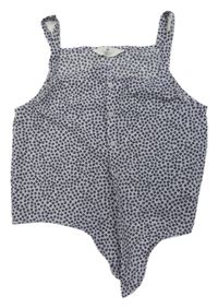 Fialkový květovaný propínací crop top H&M