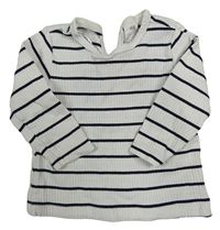 Bílo-černé pruhované žebrované triko H&M