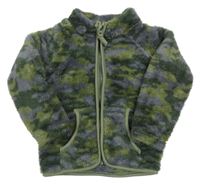 Tmavošedo-khaki army chlupatá propínací mikina Ergee
