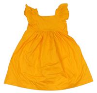 Pomerančové plátěné šaty s volánky H&M