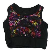 Černo-barevný vzorovaný sportovní crop top zn. USA pro