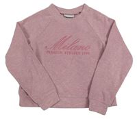 Světlerůžová crop mikina s nápisem Matalan