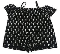 Černý crop top s palmami C&A