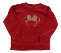 Červená sametová mikina s Minnie Disney