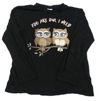 Černé triko se sovami page one young