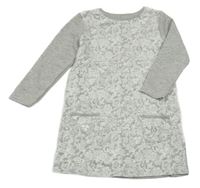 Šedo-bílé květované teplákové šaty Topolino