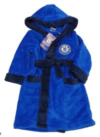 Nové - modrý chlupatý župan s Chelsea a kapucí 