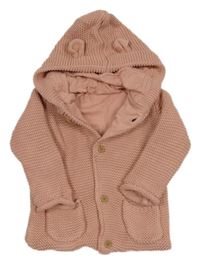 Starorůžový podšitý propínací svetr s kapucí George