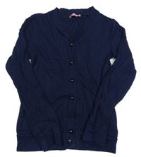 Tmavomodrý lehký propínací svetr 