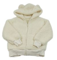 Smetanová huňatá propínací mikina s kapucí H&M