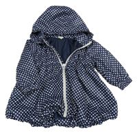 Tmavomodrá puntíkatá šusťáková jarní bunda s kapucí H&M
