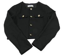 Černý vzorovaný podšitý crop kabátek s gombíky H&M
