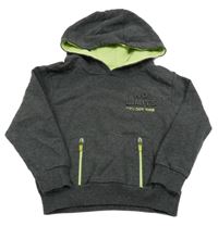 Tmavošedá mikina s kapucí a nenovými prvky 