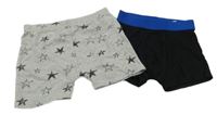 2x boxerky - černé + šedé s hvězdičkami 