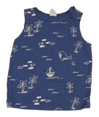 Tmavomodré tílko s obrázky H&M