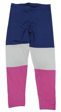 Tmavomodro-bílo-růžové sportovní legíny 