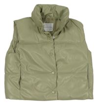 Olivová koženková zateplená crop vesta Primark