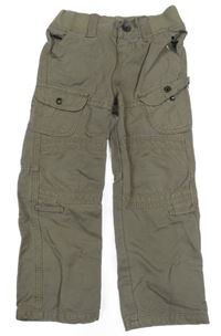 Béžové plátěné kalhoty s kapsami a úpletovým pasem Vertbaudet