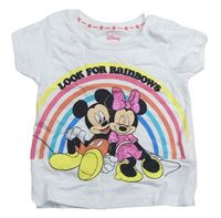 Bílé tričko s Minnie s Mickey a duhou zn. Primark