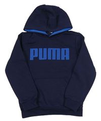 Tmavomodrá mikina s logem a kapucí Puma
