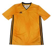 Oranžové puntíkaté sportovní funkční tričko s logem Adidas