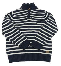 Tmavomodro-bílý pruhovaný svetr H&M
