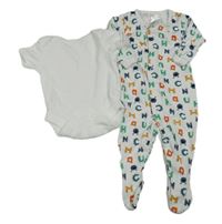 2set - bílý overal s písmeny + bílé body Lily & Dan