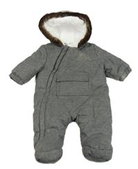 Tmavošedá zimní kombinéza s kožíškem Topolino