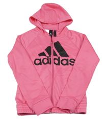 Růžová propínací sportovní mikina s logem a kapucí Adidas
