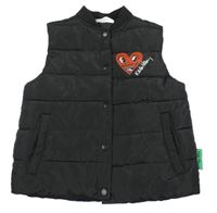 Černá šusťáková zateplená vesta se srdcem - Keith Haring