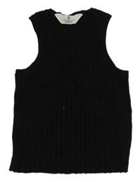 Černá žebrovaná úpletová crop vesta H&M