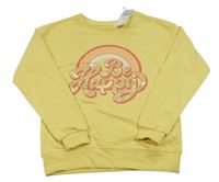Nové - Žlutá mikina s nápisem a duhou Primark